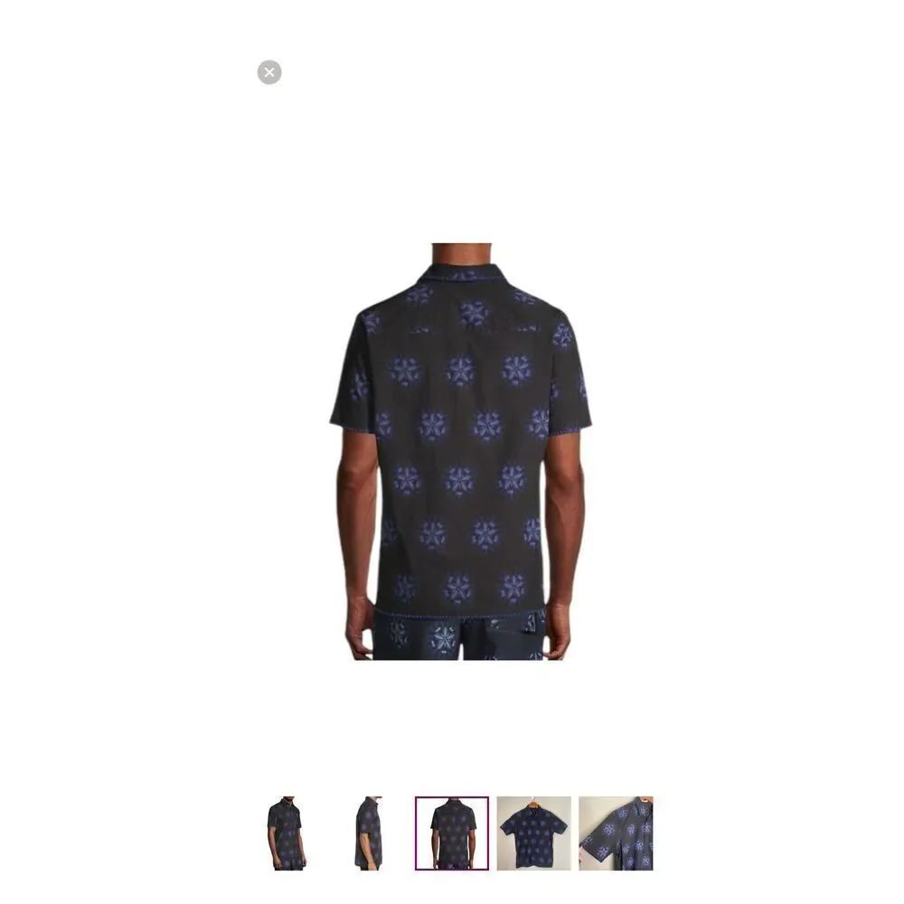 a Ted Baker Paden black short sleeve shirt with a blue floral print